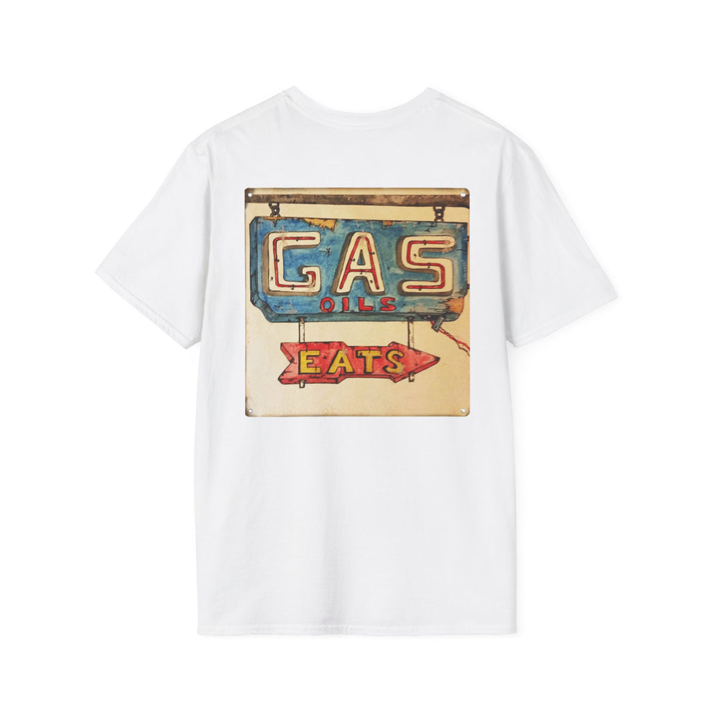 Retro Gas & Eats T-Shirt — Vintage Roadside Sign Tee