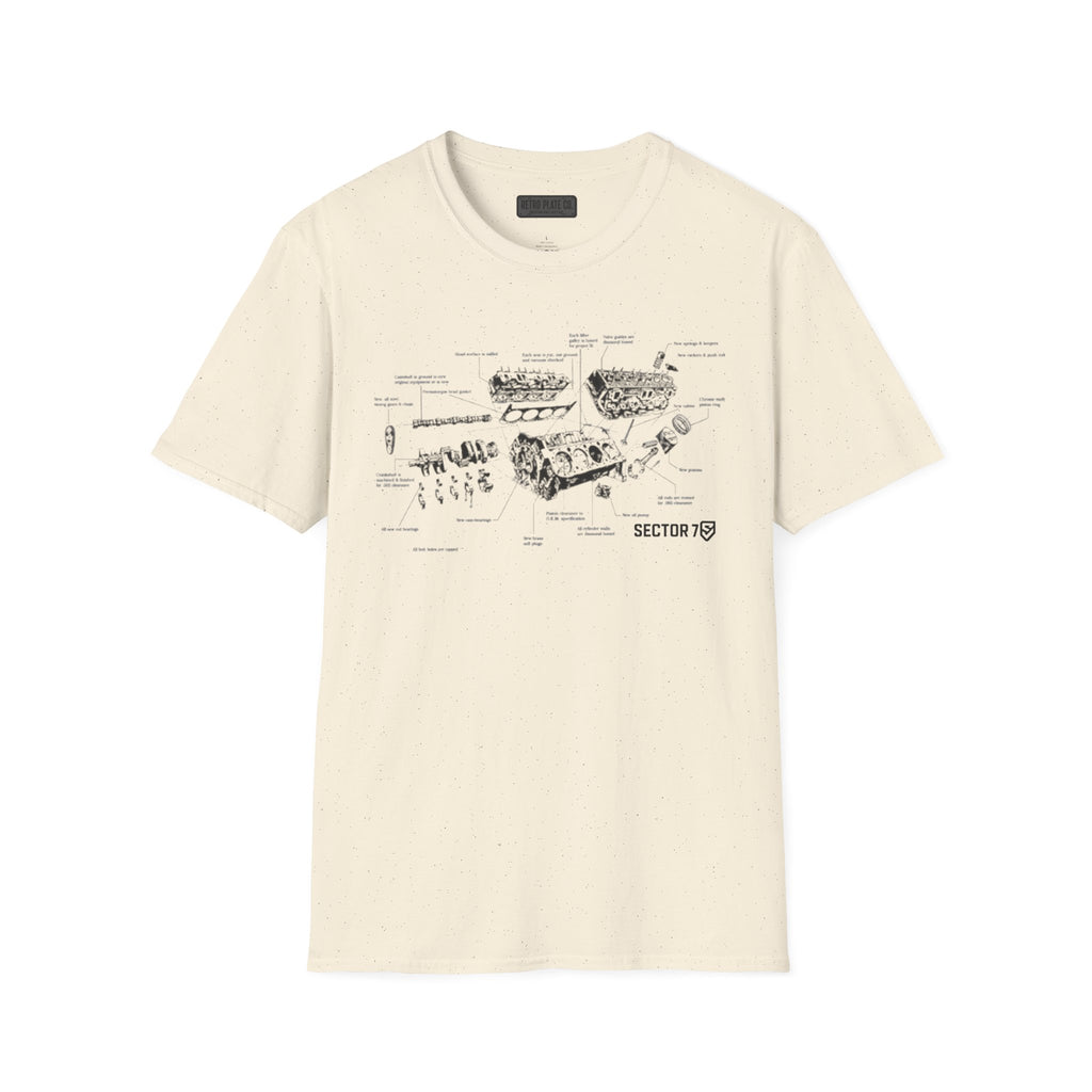 Engine Blueprint T-Shirt — Vintage Mechanical Diagram Tee