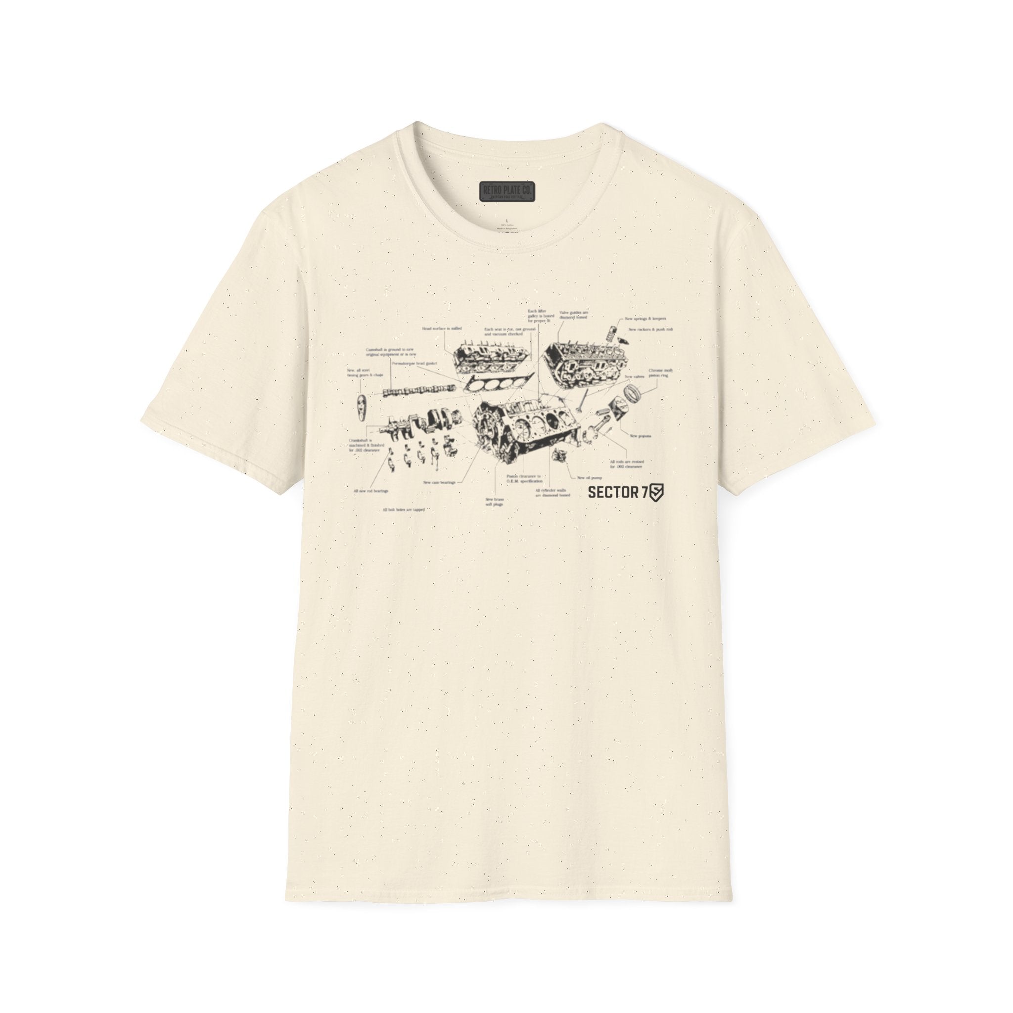 Engine Blueprint T-Shirt — Vintage Mechanical Diagram Tee