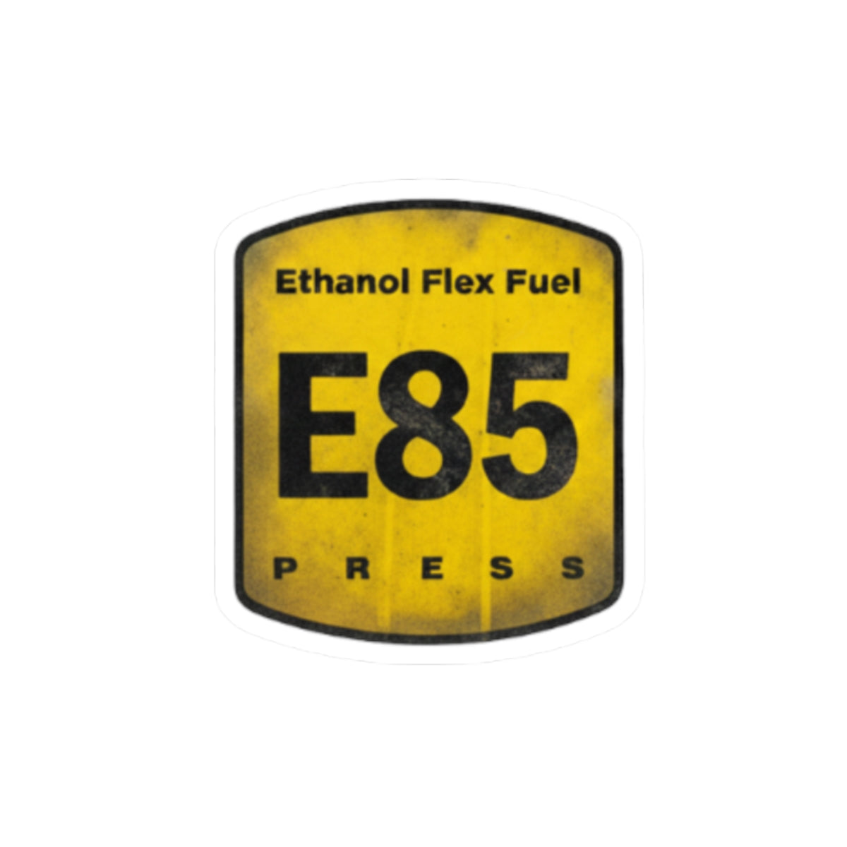 E85 Ethanol Flex Fuel Sticker — Yellow Vintage Kiss-Cut Decal