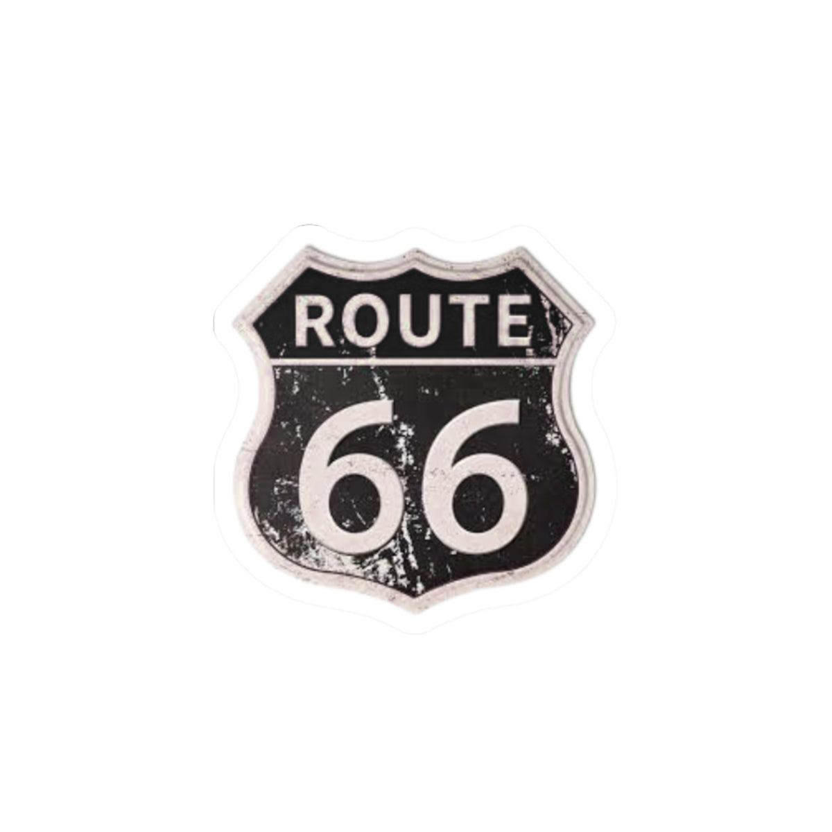 Route 66 Kiss-Cut Sticker — Vintage Black Highway Decal for Laptops, Water Bottles & Cars