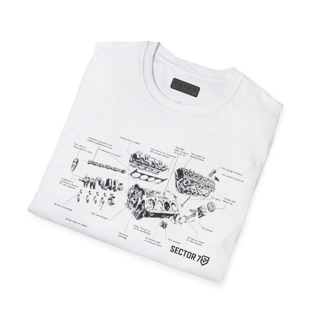 Engine Blueprint T-Shirt — Vintage Mechanical Diagram Tee