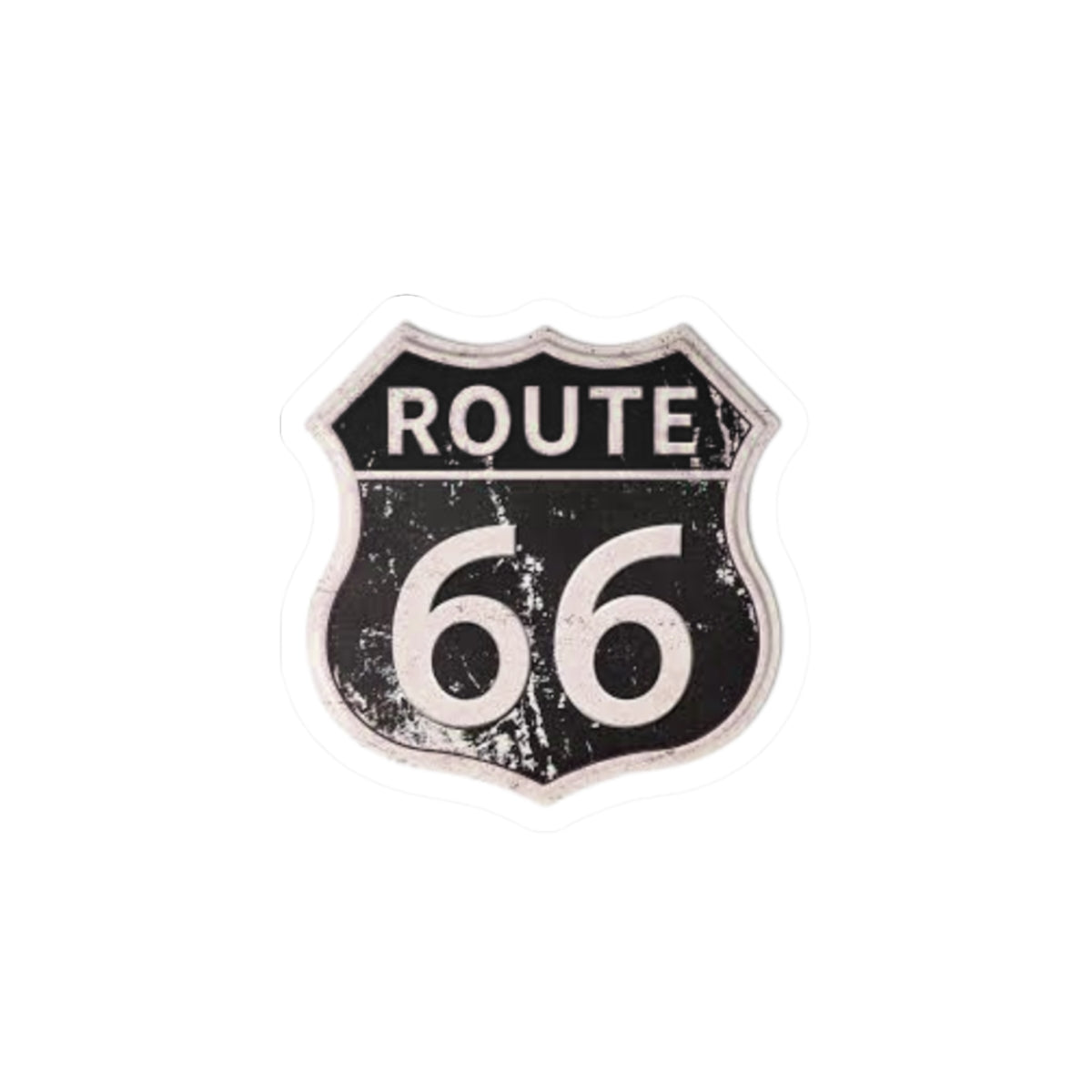Route 66 Kiss-Cut Sticker — Vintage Black Highway Decal for Laptops, Water Bottles & Cars