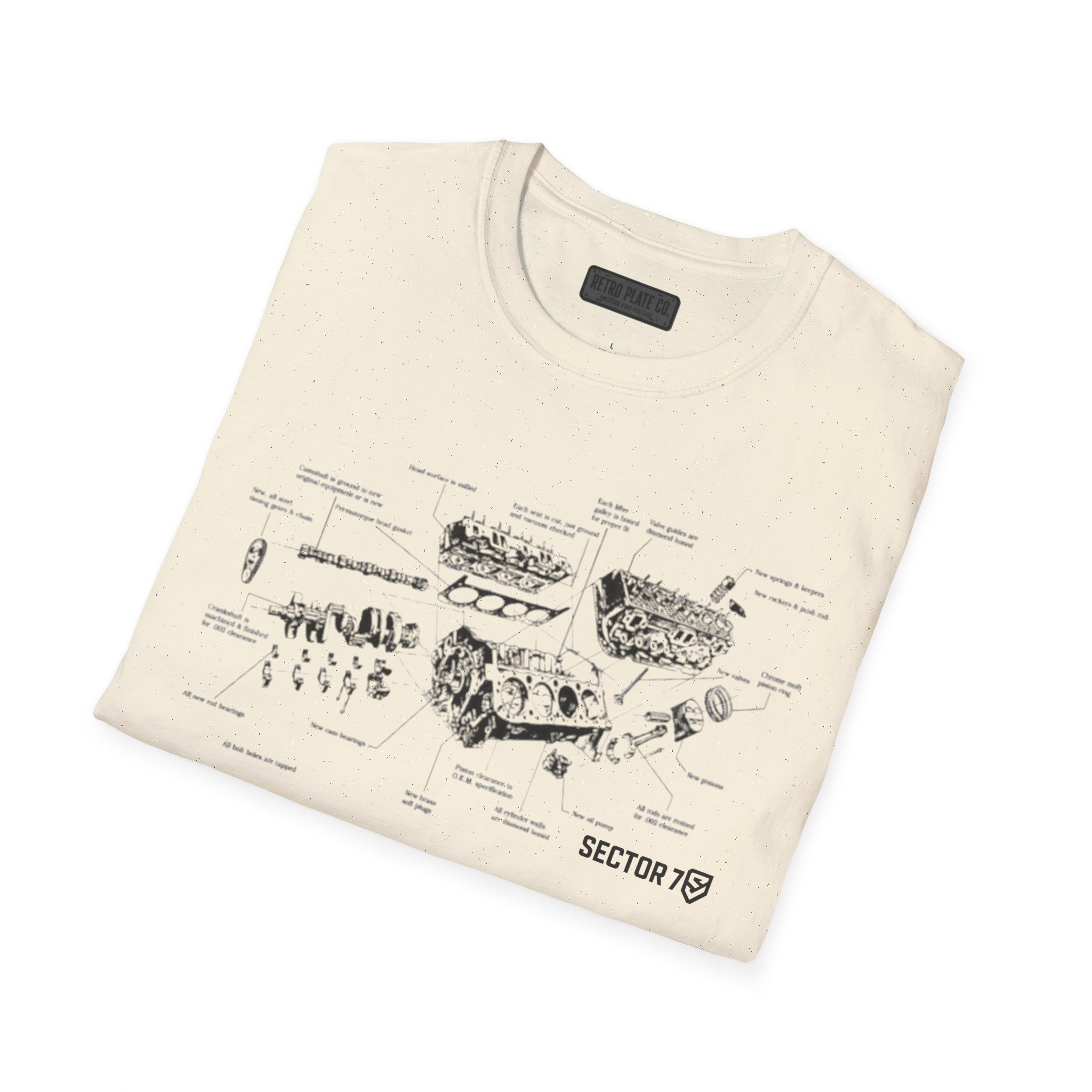 Engine Blueprint T-Shirt — Vintage Mechanical Diagram Tee