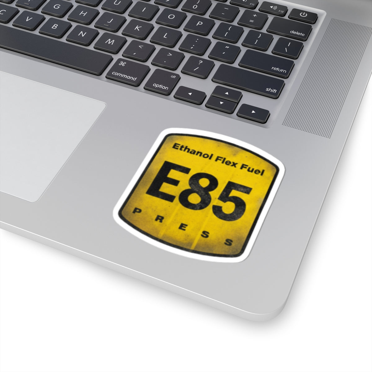 E85 Ethanol Flex Fuel Sticker — Yellow Vintage Kiss-Cut Decal