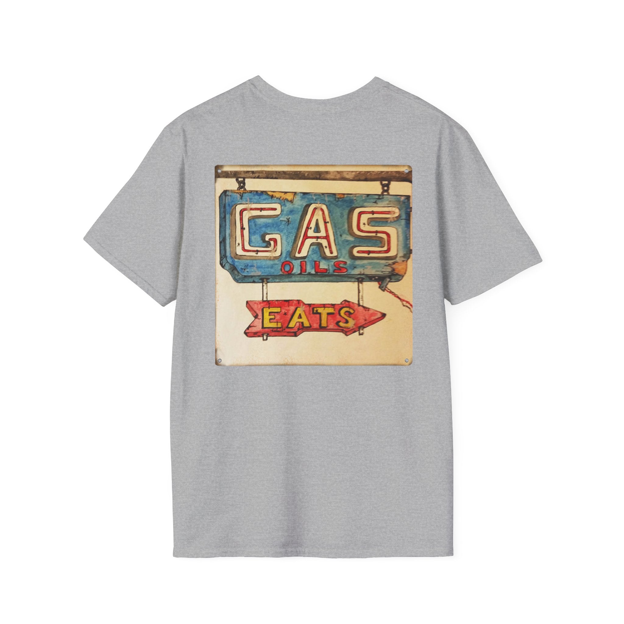Retro Gas & Eats T-Shirt — Vintage Roadside Sign Tee