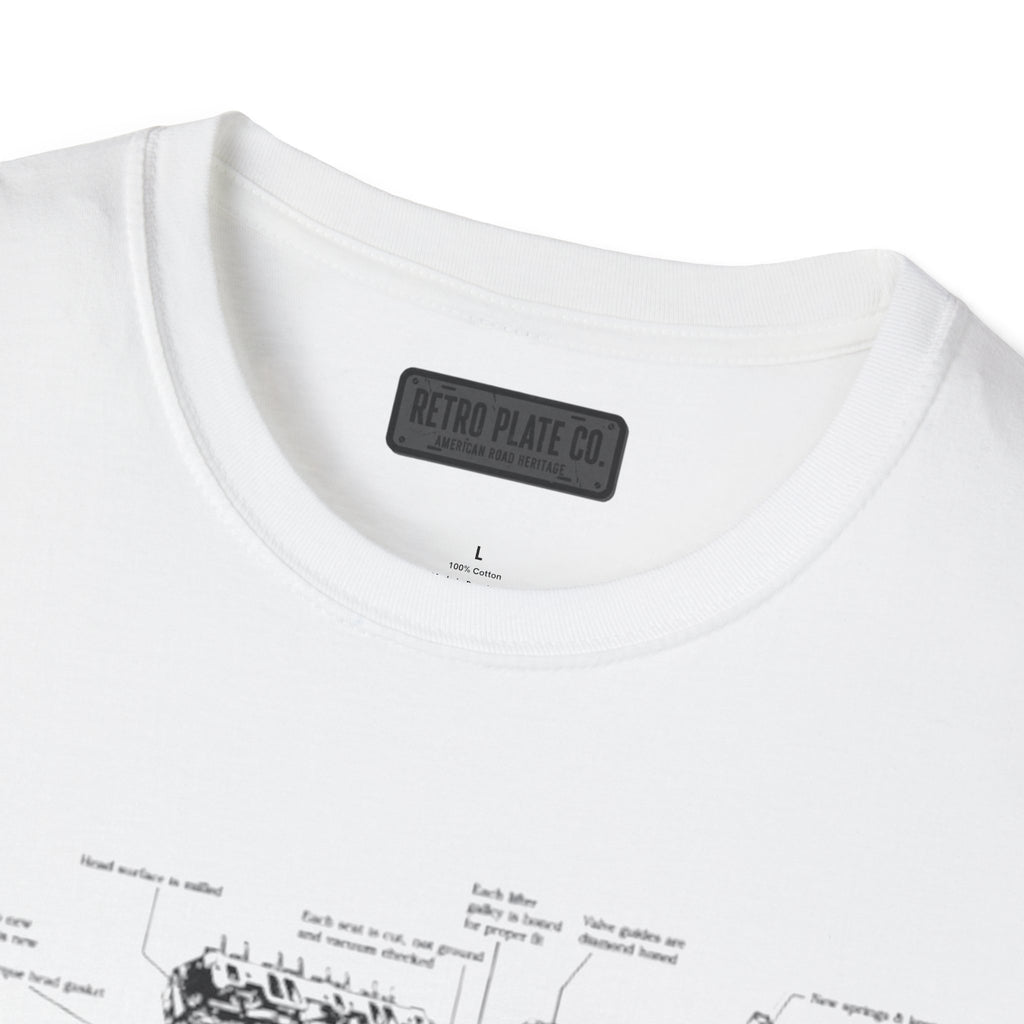 Engine Blueprint T-Shirt — Vintage Mechanical Diagram Tee