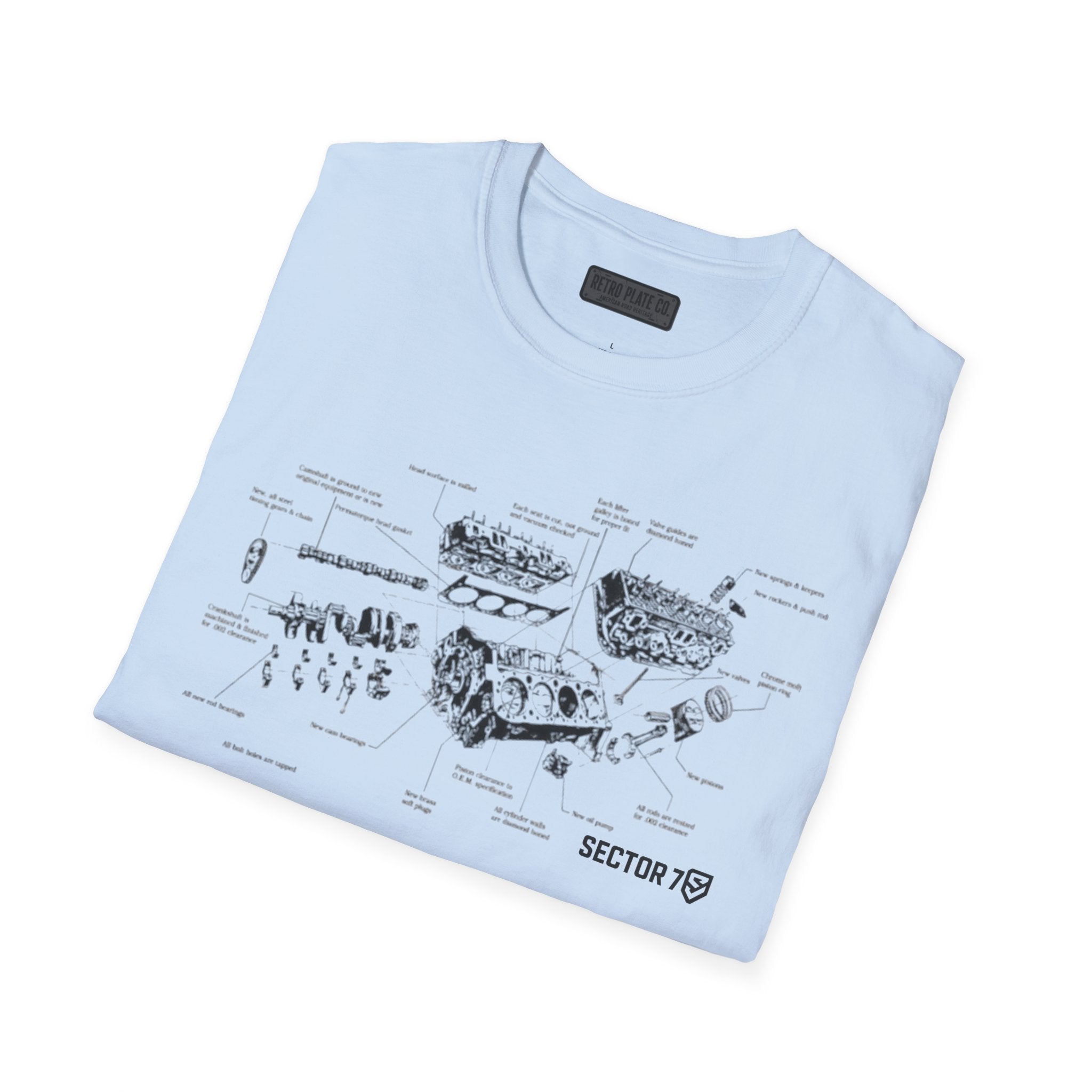 Engine Blueprint T-Shirt — Vintage Mechanical Diagram Tee
