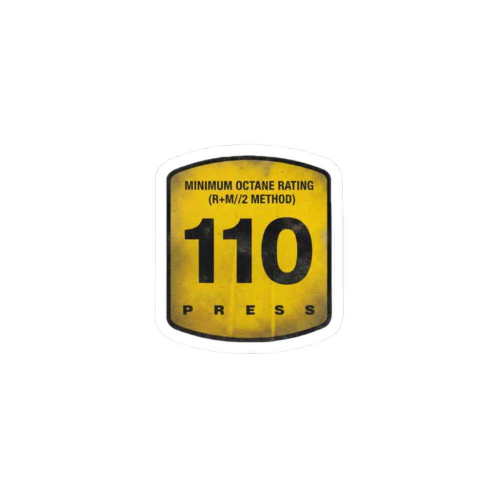110 Octane Rating Sticker — Retro Gasoline Petrol Decal