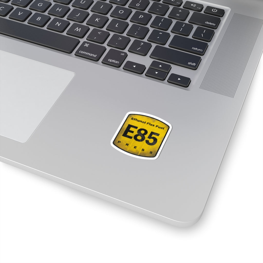 E85 Ethanol Flex Fuel Sticker — Yellow Vintage Kiss-Cut Decal