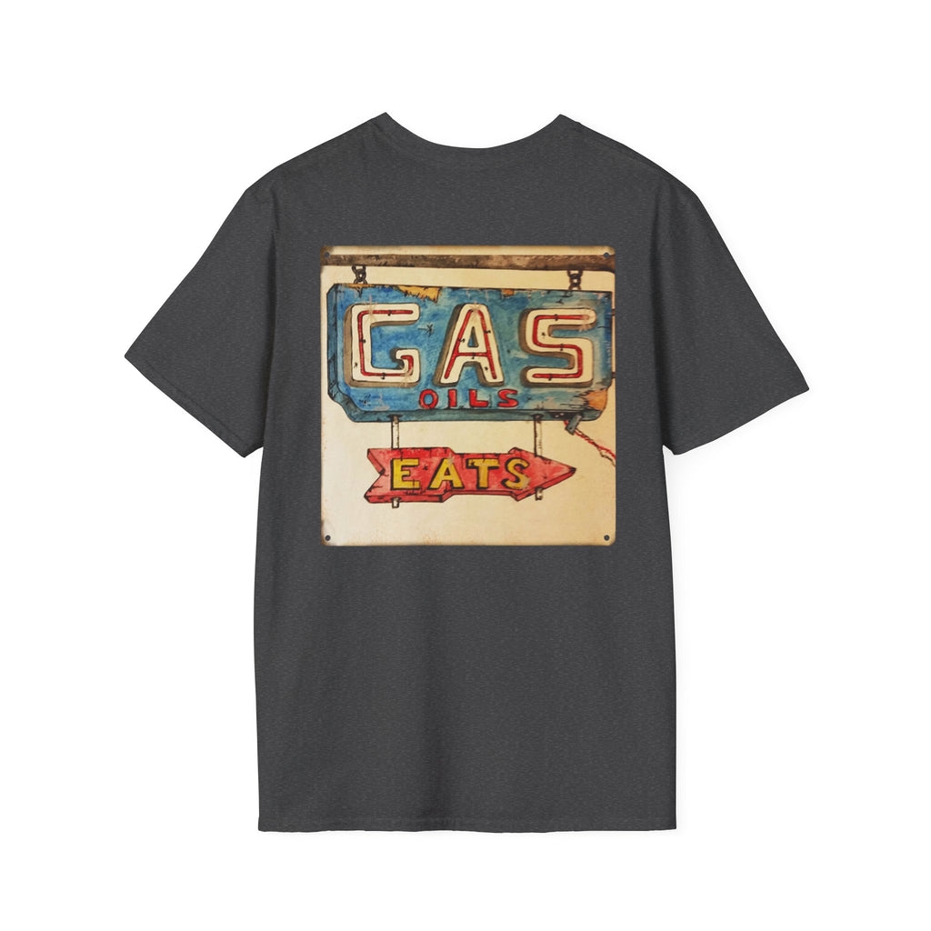 Retro Gas & Eats T-Shirt — Vintage Roadside Sign Tee