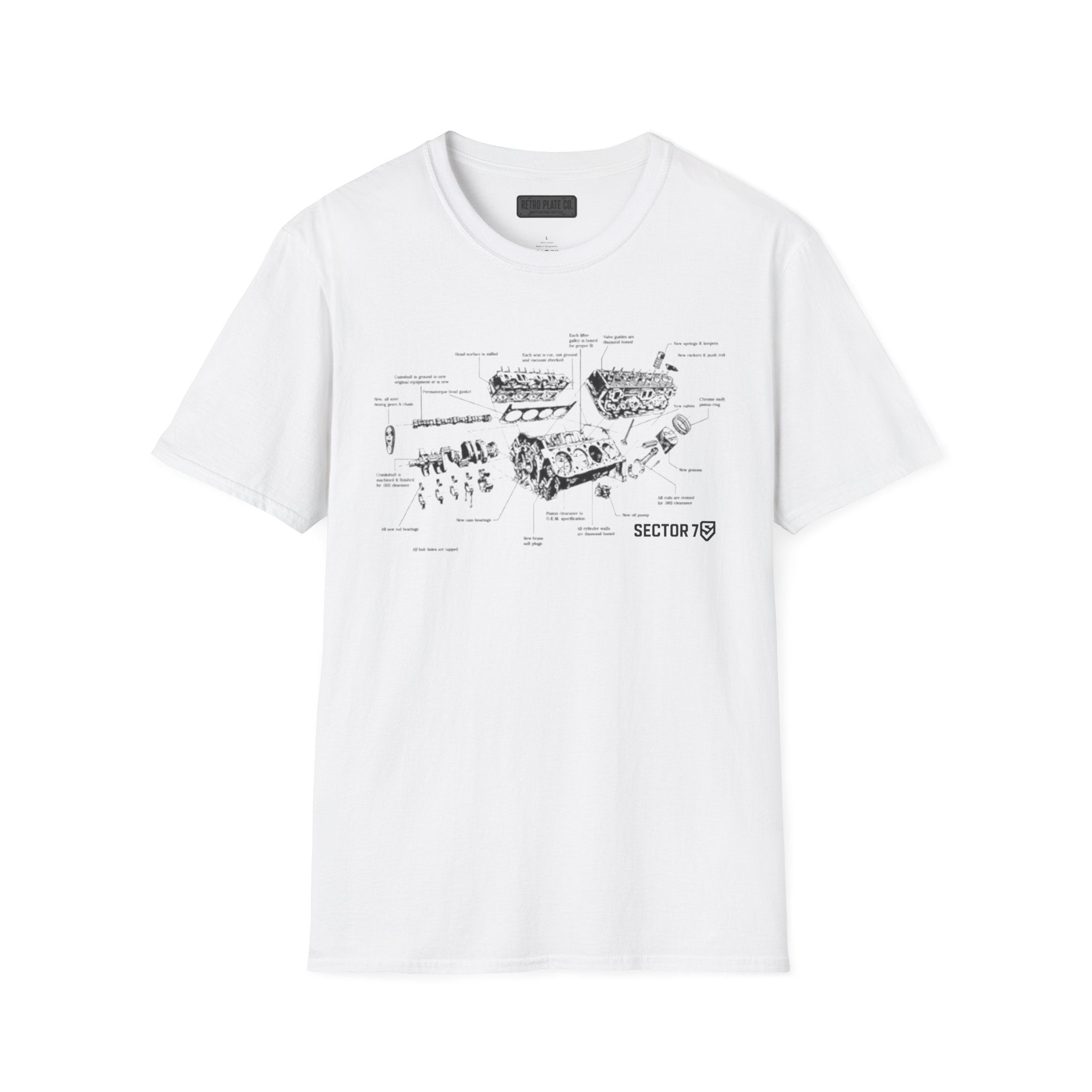 Engine Blueprint T-Shirt — Vintage Mechanical Diagram Tee