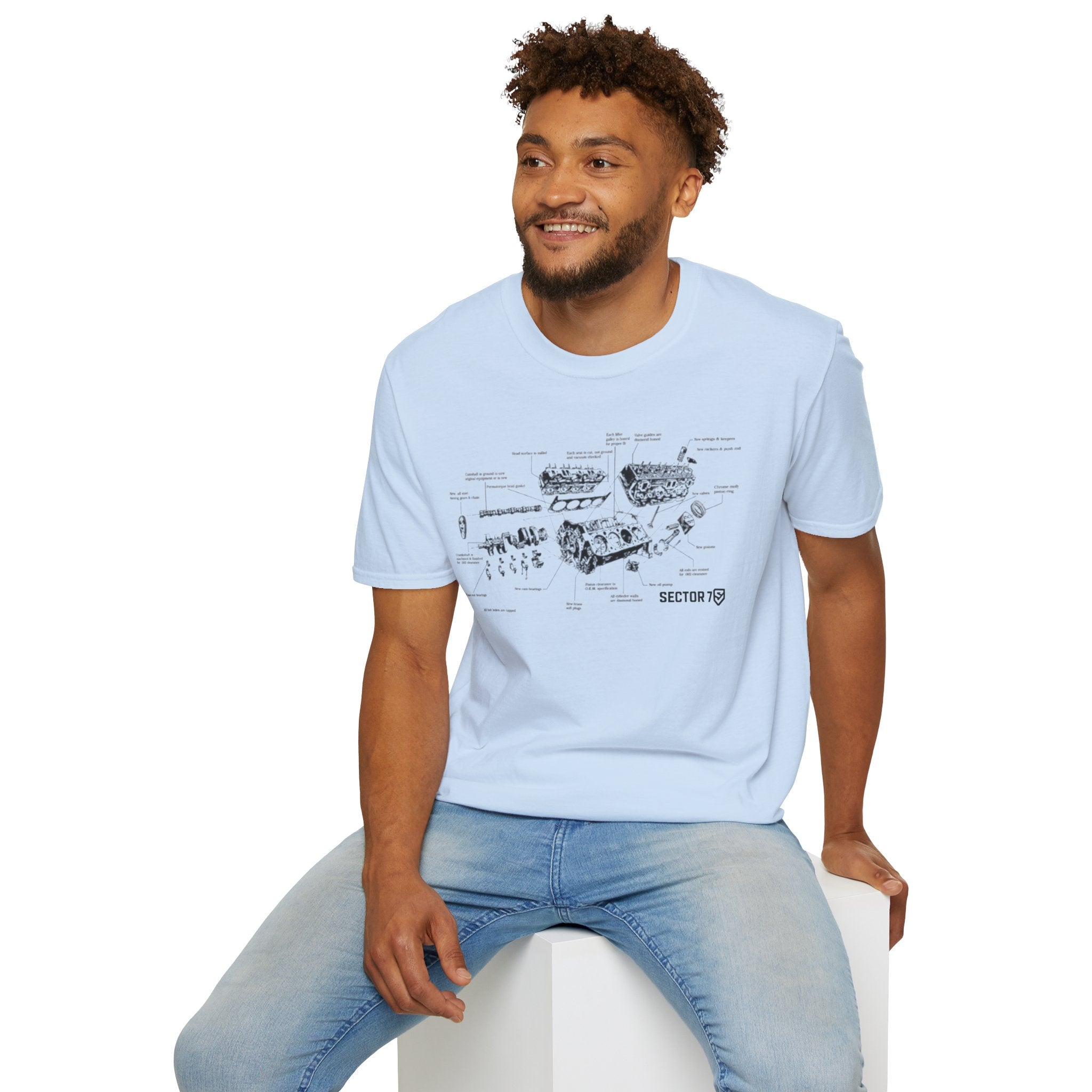 Engine Blueprint T-Shirt — Vintage Mechanical Diagram Tee