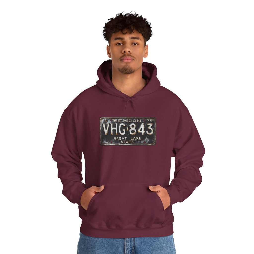 Vintage Michigan License Plate Hoodie