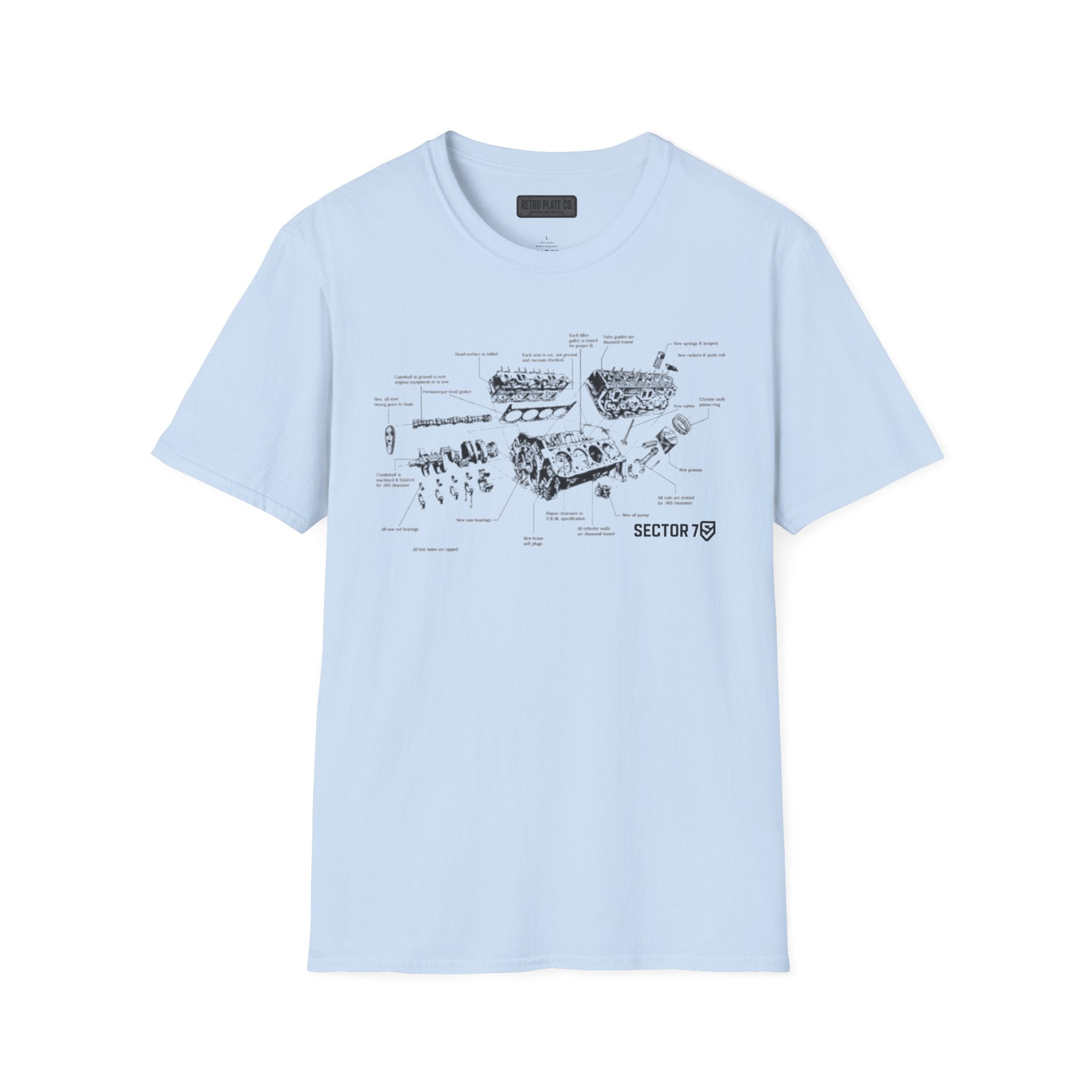 Engine Blueprint T-Shirt — Vintage Mechanical Diagram Tee