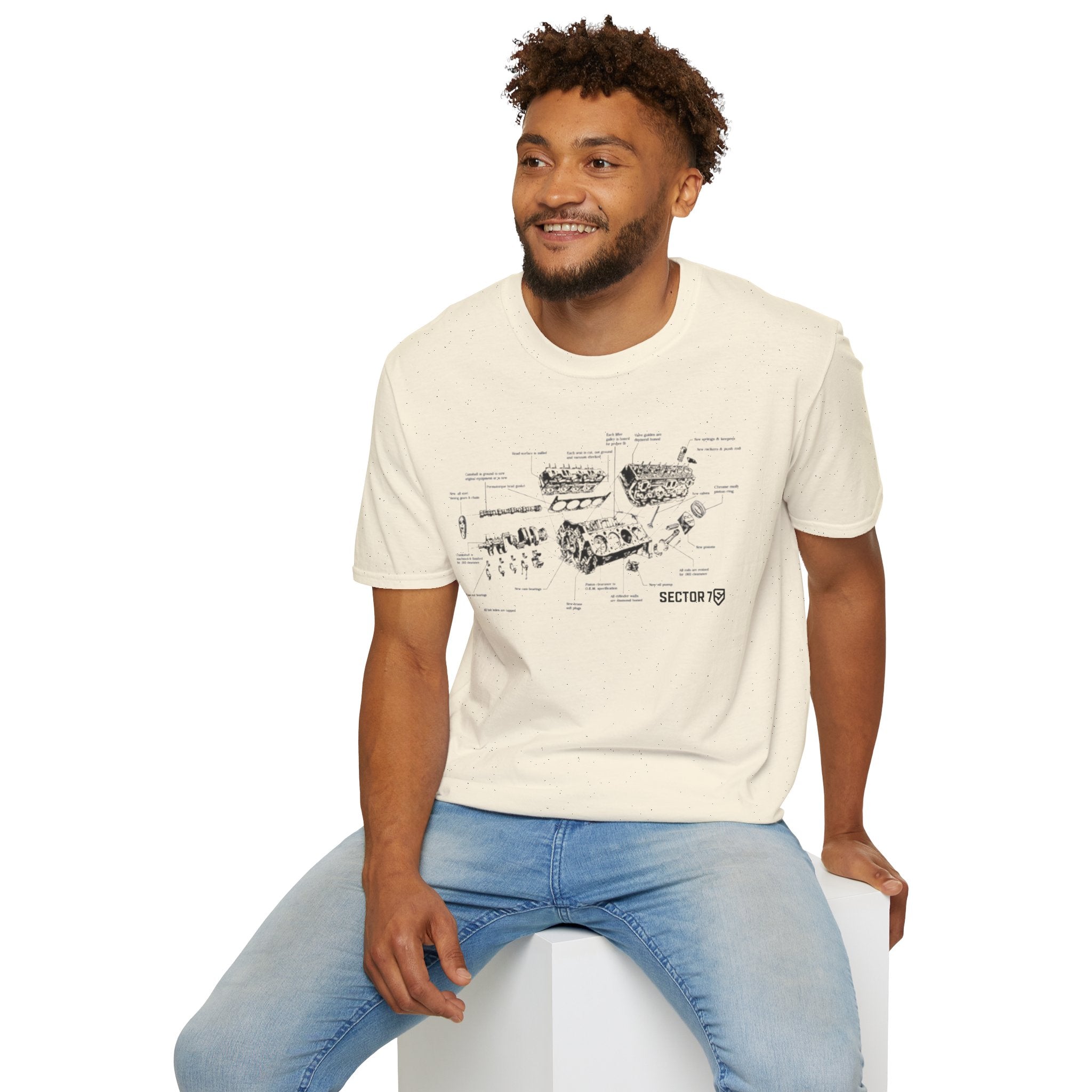 Engine Blueprint T-Shirt — Vintage Mechanical Diagram Tee