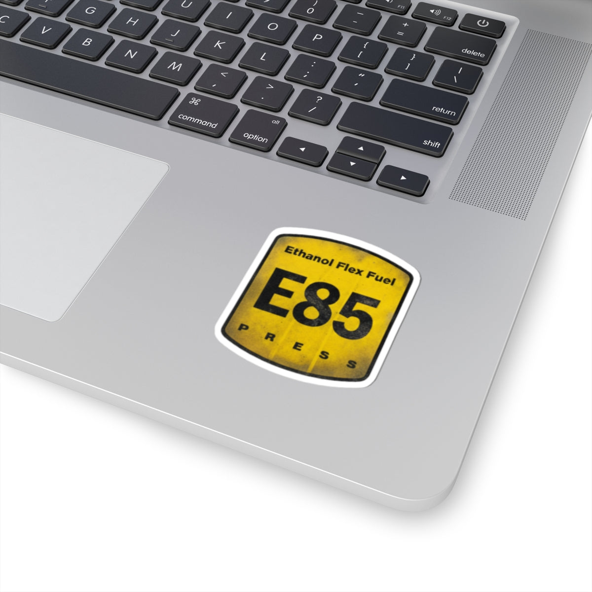 E85 Ethanol Flex Fuel Sticker — Yellow Vintage Kiss-Cut Decal